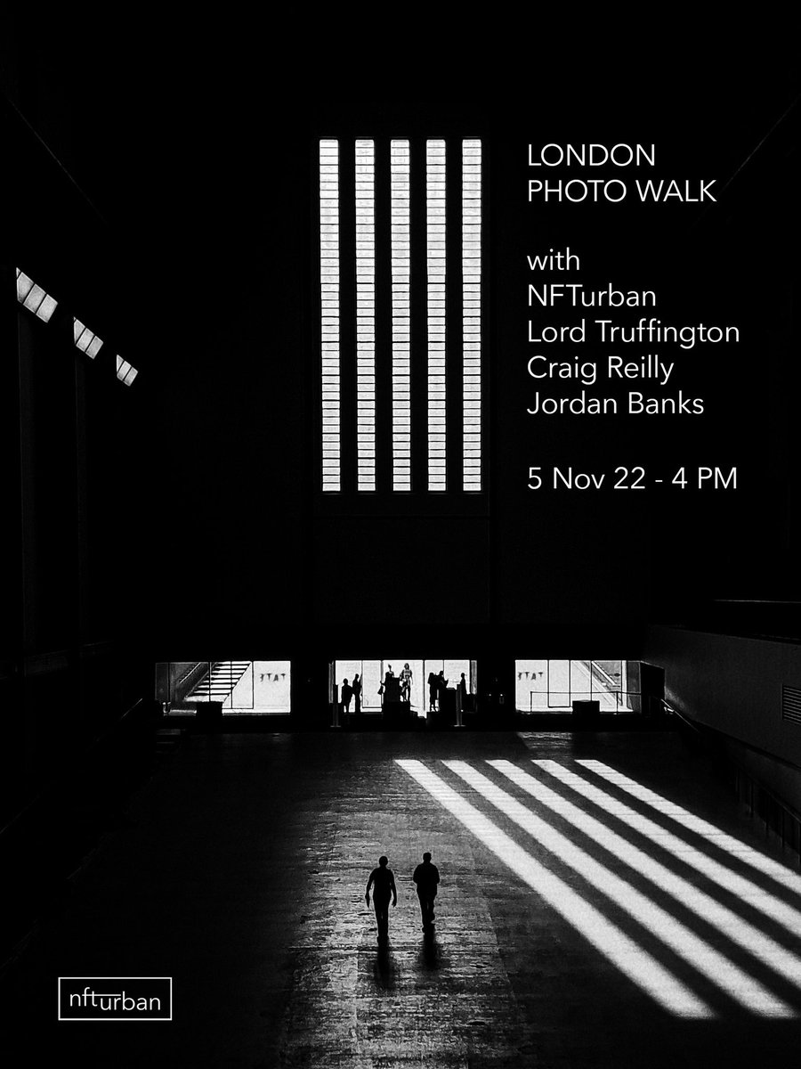Gm frens! ❤️🥳 Who is in London next week? 🇬🇧👀 If you are here on Sat 5/11 join @LordTruffington, @craigmreilly, @J_BanksPhoto and myself for a chill and funny photo walk! I can’t wait to see you all at @NFT_NYC, at the parties and at the photo walk! ❤️