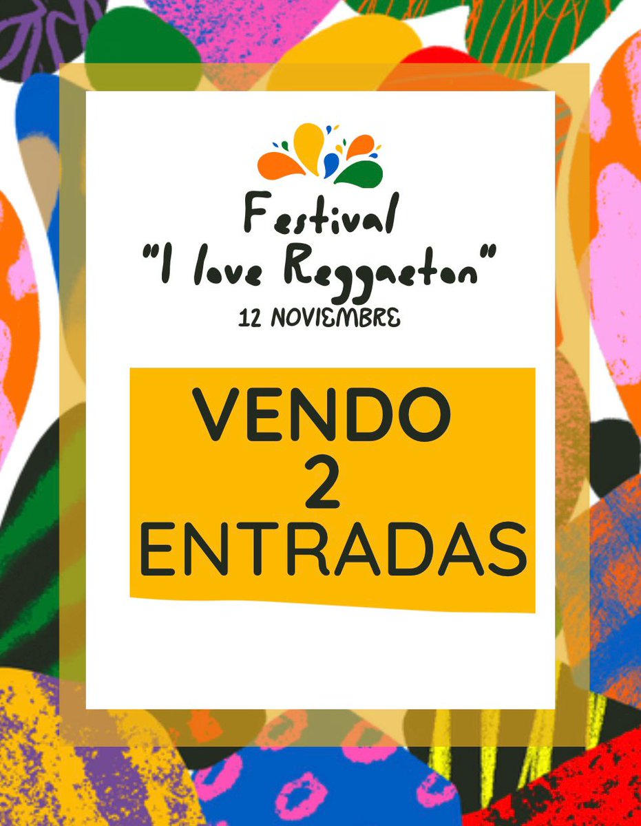 Vendo 2 entradas para el festival 'I Love Reggaeton' en Madrid el 12 de Noviembre.
Para saber precio o más info, hablarme por MD.
#ilovereggaeton #ilovereggaetonmadrid #festivalmadrid #Madrid