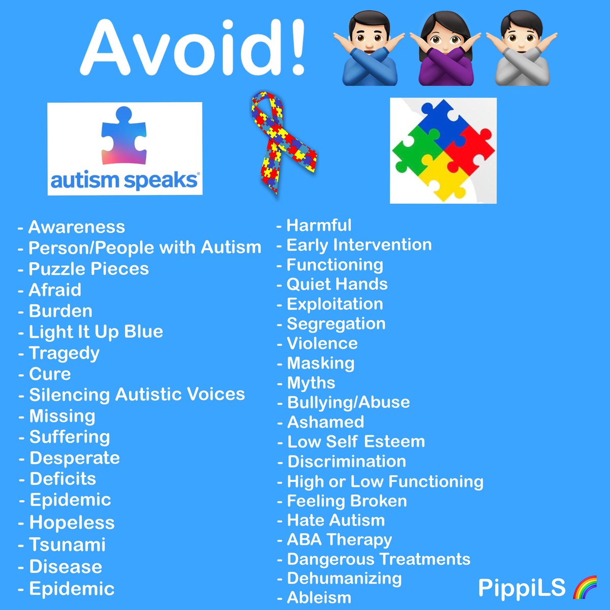 pippiminafowell's tweet photo. Here are the Doβs & Donβts on what to do for the Autism Community!!
ππ»ββοΈπ
π»ββοΈπβΎ
#Autism #Autistic #AutismAcceptance #ActuallyAutistic #AutisticInfinity #AutisticLove #AutisticSpectrum #AutisticPride #AllAutistics #MoreInfinityLessPuzzles
#EndAutismSpeaks #EndThinkingAutism https://t.co/61Ts7eWHuk