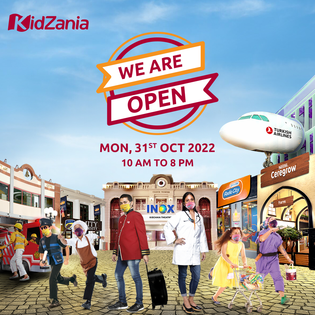 KidZaniaIndia's tweet photo. YaY!😍 #KidZaniaMumbai & #KidZaniaDelhiNCR are 𝐎𝐏𝐄𝐍 on the coming 𝐌𝐨𝐧𝐝𝐚𝐲, 𝟑𝟏𝐬𝐭 𝐎𝐜𝐭𝐨𝐛𝐞𝐫 𝟐𝟎𝟐𝟐 from 𝟏𝟎 𝐚𝐦 𝐭𝐨 𝟖 𝐩𝐦. 💃🏻💥💫
Visit, https://t.co/vkUs80WakA
#MondayOpen #Calendar #WeAreOpen #OperationalHours #OperationalDays https://t.co/KCtgb8Iscq