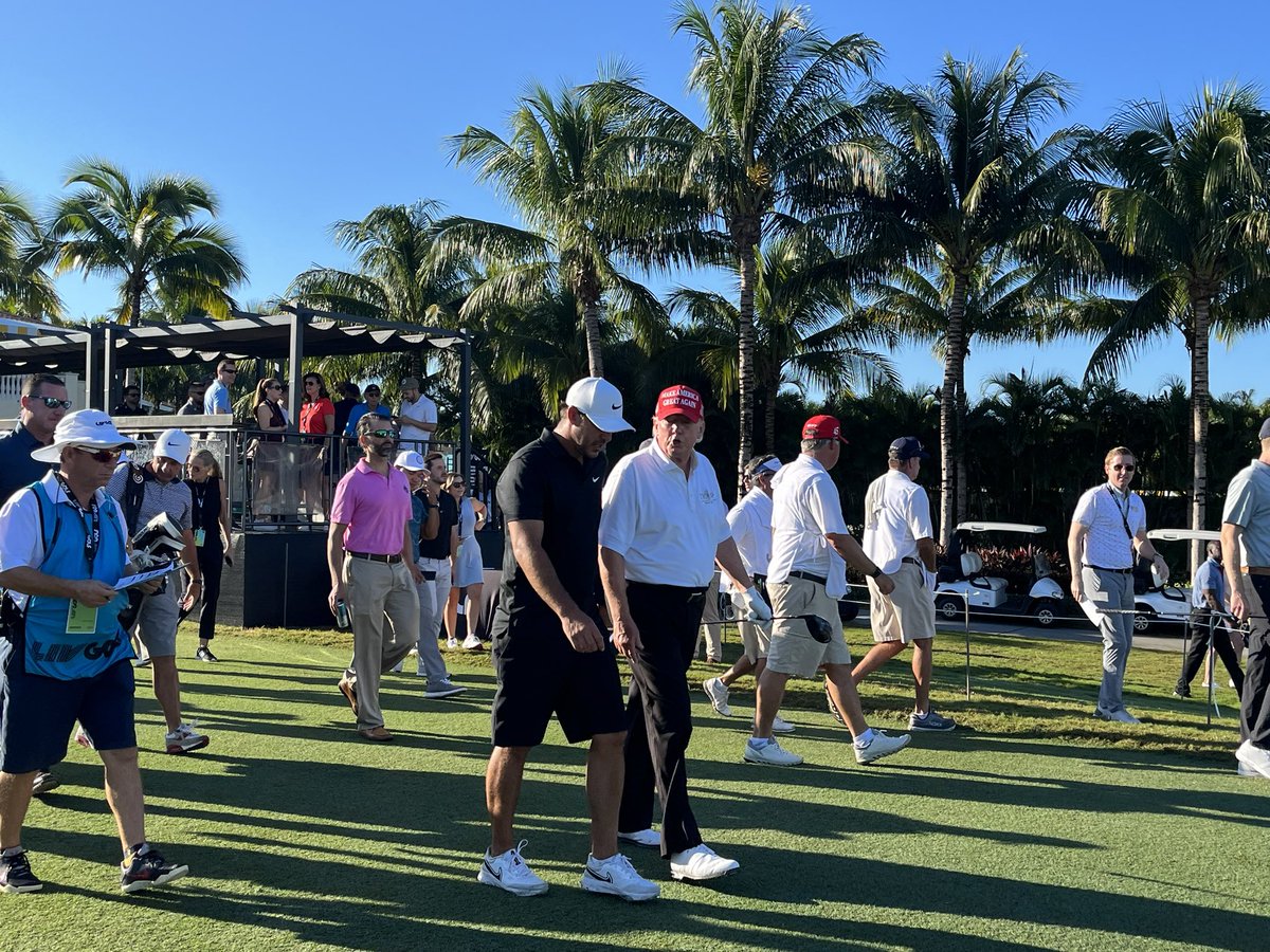 Trump playing in a pro-am with Brooks Koepka this morning. Rips his first drive and turns to the crowd: “You think Biden can do that? I don’t think so.”