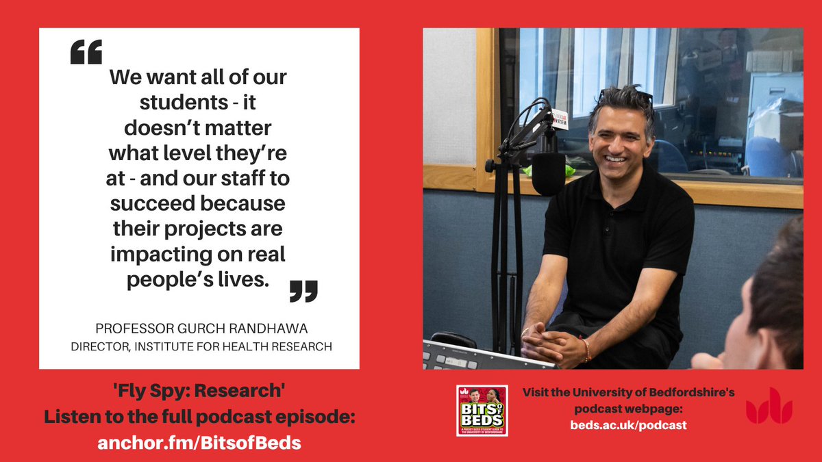 uniofbedsnews's tweet photo. In the 'Fly Spy: Research' episode of the @uniofbeds #podcast Bits of Beds, hear from Professor @gurchrandhawa about how students can get involved in #research opportunities at @uob_ihr 👇

Listen to the full #episode at: https://t.co/VLBUUd1Jw8

#BitsofBeds 🎓🎧🎙️ https://t.co/rYKyf2sQwO