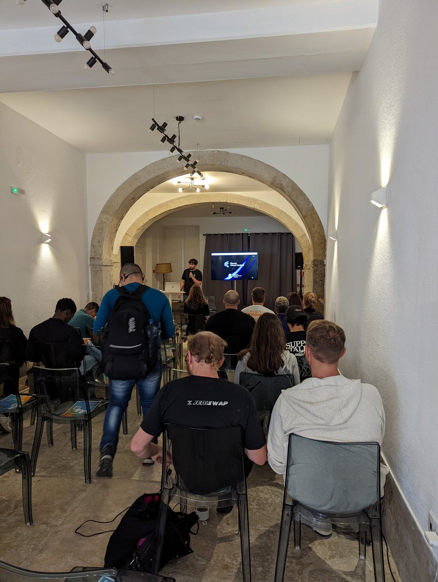 <a href="/protocollabs/">Protocol Labs</a> very own <a href="/ZakAyesh/">Zak Ayesh</a> giving a talk about #FVM here at #TalentDay in Lisbon!

Thank you <a href="/TalentProtocol/">Talent Protocol</a> for helping host this awesome event!