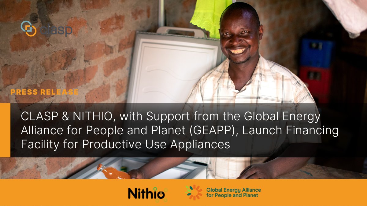 With support from @EnergyAlliance, we have partnered with @nithiocredit to make #ProductiveUseAppliances affordable for consumers in emerging markets. Here is how our partnership will spur low carbon electrification & stimulate demand for electricity: 🔗 clasp.ngo/updates/press-…