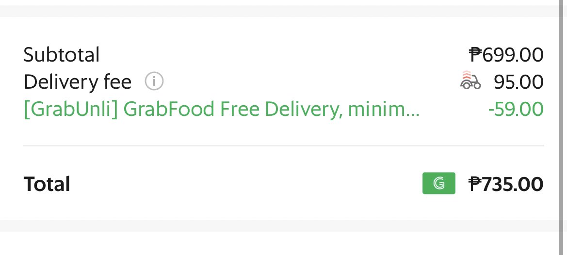 jncmln's tweet photo. @grabph i find your new costing for delivery unfair considering i’ve availed the grabunli service til this november. I always order from stores that are 20mins away from my house w/c usually costs just 49-56 pesos. and recently you’ve been topping up the delivery fee? https://t.co/l8aiA1Iuiv