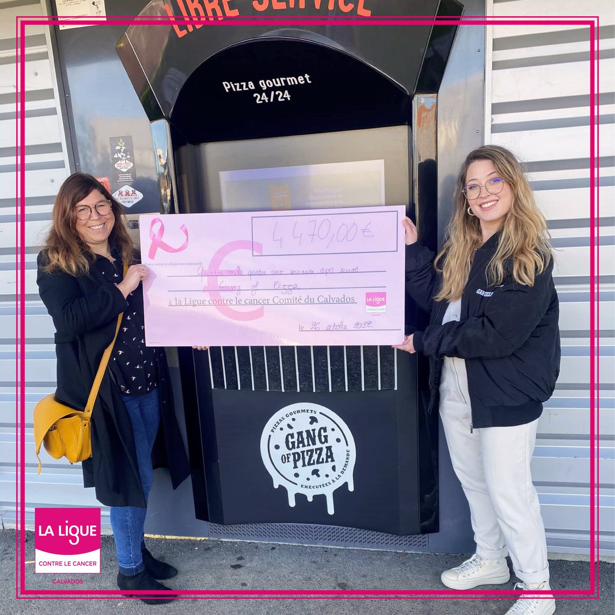 LigueCancer14's tweet photo. [Remise Octobre rose]
🎀Suite à leur mobilisation durant tout le mois d'octobre, nous avons eu le plaisir de recevoir un chèque de 4470€ de Gang of pizza. 
Un grand merci à toute l'équipe 👏 https://t.co/RctGgKLj8g