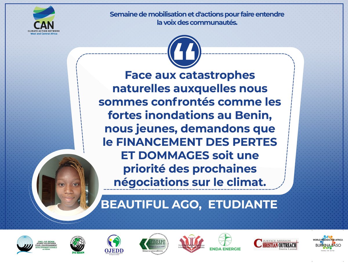 mawuseh's tweet photo. Le FORUM COMMUNAUTAIRE DES JEUNES SUR LES ENJEUX DE LA COP 27.
#RoadtoCOP27
#1voice4climateaction
#CaravaneClimatBenin
#financementadaptation
#LossAndDamage
#CAN_WA https://t.co/NzqQqRcHmX