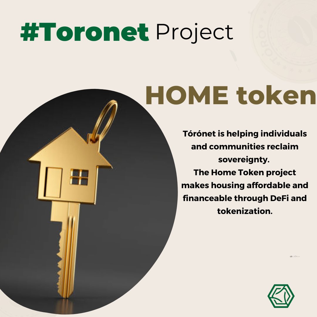 toronet's tweet photo. #Toronetproject
🏠HOME token: It's designed to help individuals have access to affordable housing.
🏠Toronet is using the HOME token to fulfill aspirations through #DeFi and tokenization.
Follow this guide to learn how to access the token https://t.co/eEXZVwdZuv
#Toronet #SDGs https://t.co/8la2nQlqQh