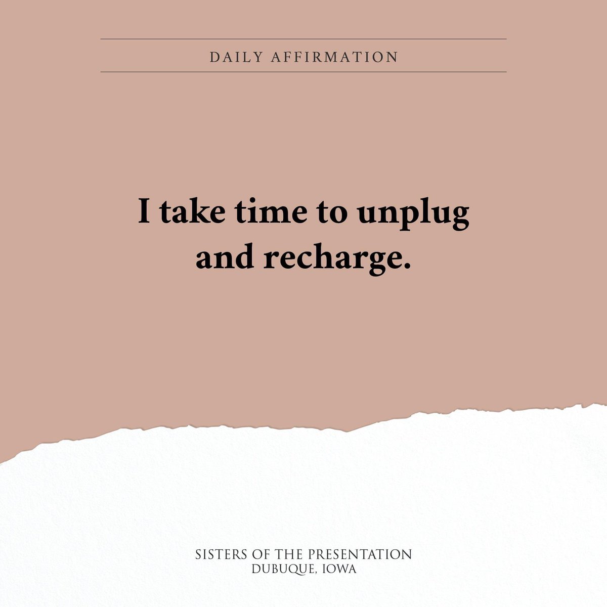 Daily Affirmation: I take time to unplug and recharge. #dbqpbvms #dailyaffirmations