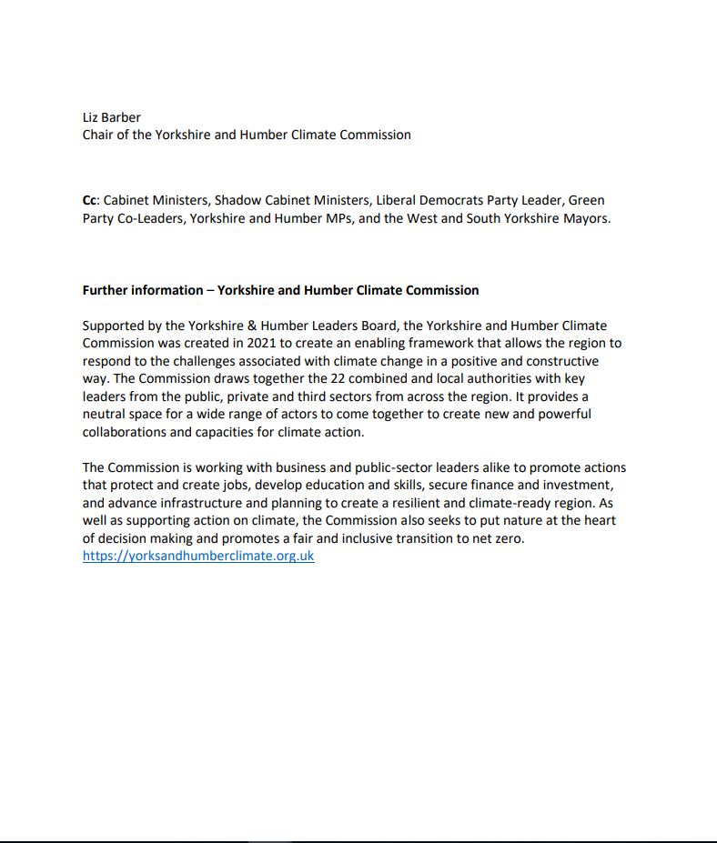 We have written to the new Prime Minister @RishiSunak to request six key changes to national policy that we believe can enable faster action on the climate and ecological emergency. yorksandhumberclimate.org.uk/news/%E2%80%9C…