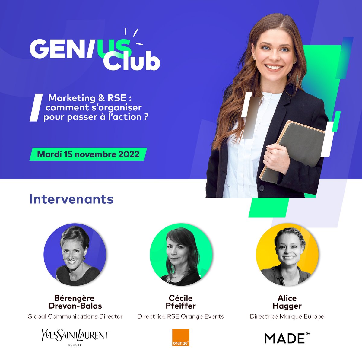 Genius_Paris's tweet photo. 📣 𝐋𝐞 𝐆𝐞𝐧𝐢𝐮𝐬 𝐜𝐥𝐮𝐛 𝐫𝐞𝐯𝐢𝐞𝐧𝐭 !
Fort du succès de sa première édition le 24 mars dernier, le #GeniusClub est de retour pour une édition spéciale #Marketing et #RSE le 15 novembre prochain.
On a déjà hâte d'y être ! cc/ @Josselin_Mart1 @ce_cile @AliceBoulard https://t.co/TxBw6XiUxX