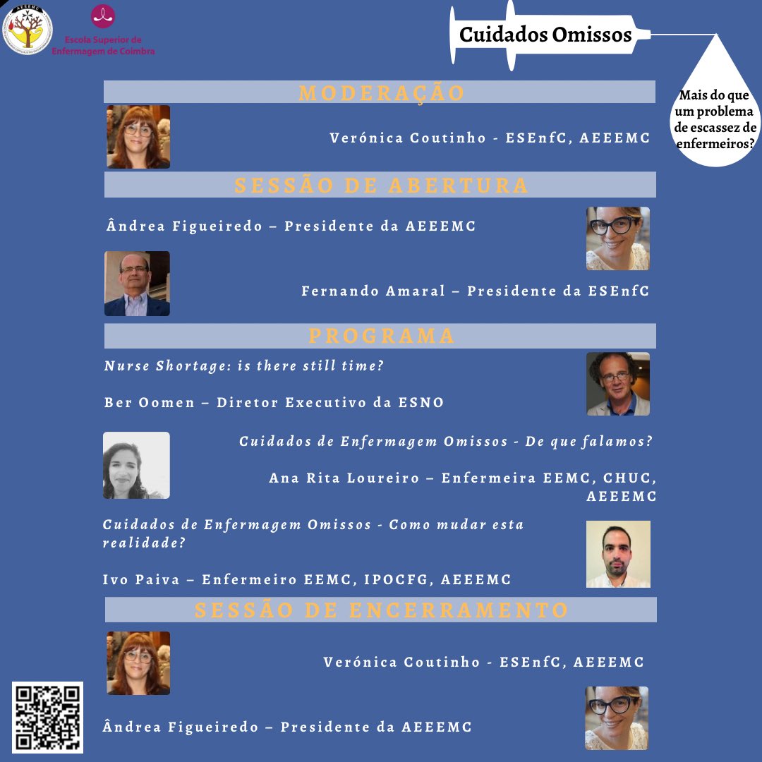 AEEEMC1's tweet photo. Programa referente ao Webinar Cuidados Omissos - Mais do que um problema de escassez de enfermeiros?, que irá decorrer amanhã às 18h00.         
Com o apoio de ESNO, European Specialist Nurses Organisations e Escola Superior de Enfermagem de Coimbra. https://t.co/WRJYIK0qTM