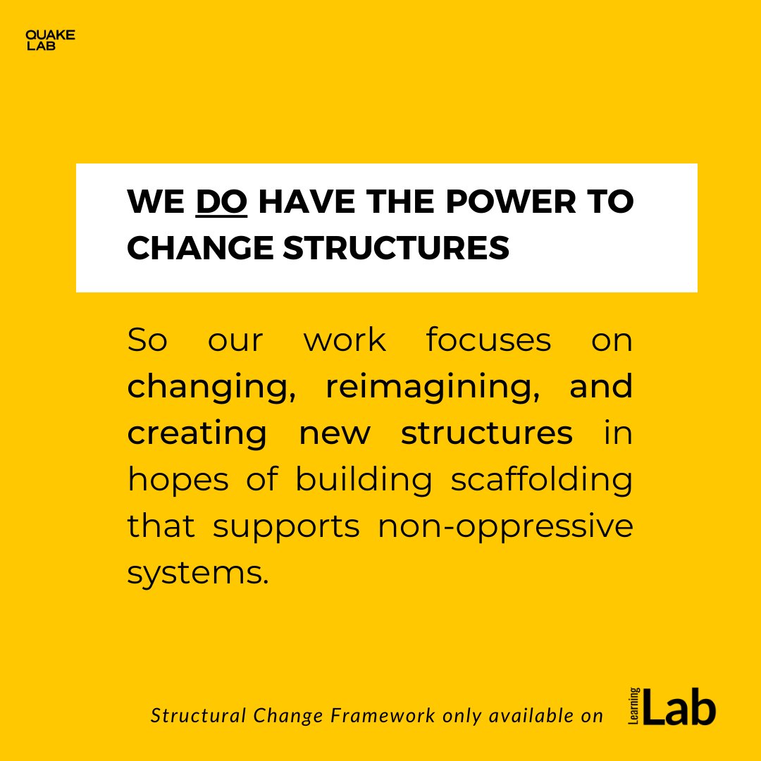 TheQuakeLab's tweet image. Structural change can be intimidating, but with our tools, you won't have to do it from scratch. The Structural Change Framework is LIVE at 🔗diy.quakelab.ca/courses/struct…🔗

#QuakeLabLearningLab #QuakeLab #EDI #DEI #structuralchange