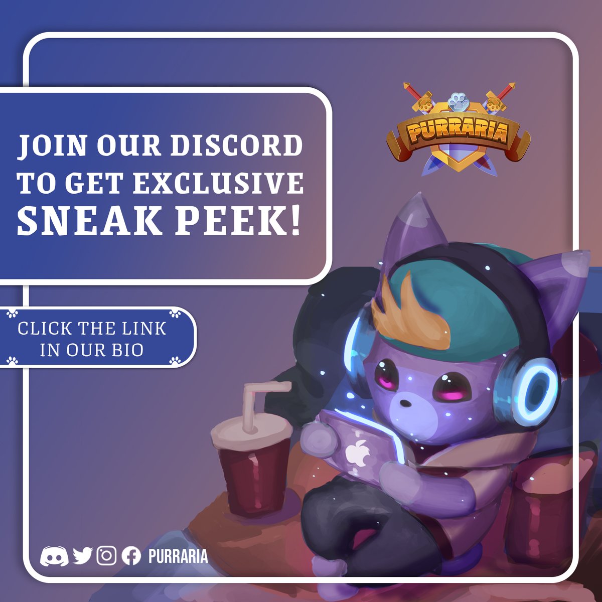 Don't miss our latest news, join our discord and get a preview of whats coming next 👀

Let's build a stronger gaming home together 💪

🐾 discord.gg/j86nxuP99j

#PurrForLife #Solana #SolanaNFTs