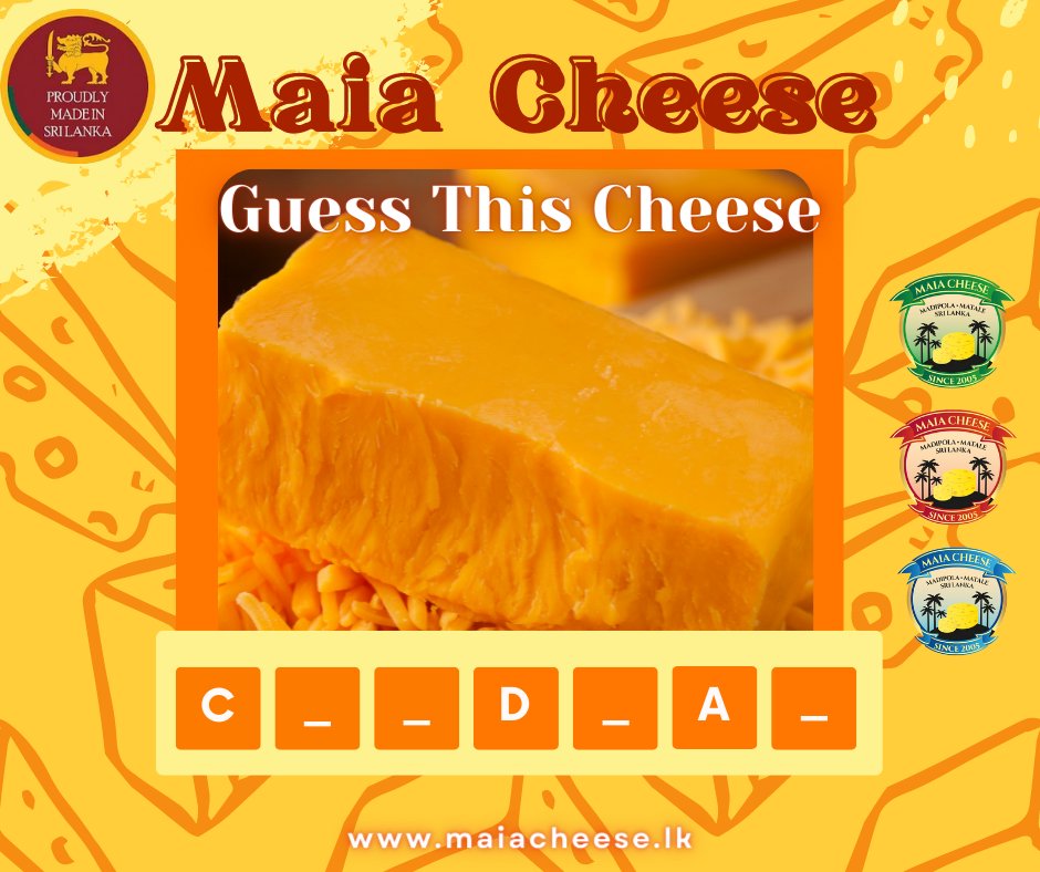 MaiaCheese's tweet photo. Can you guess the cheese shown in the picture below?

#maiacheese #madeinsrilanka #cheese #cheeselovers #cheeseobsessed #Guess #kinds #gourmetcheese #cheeseporn #cheeselovers #cheesecakes #cheeseaddict #cheeseplate #cheesehead #cheeseandwine #cheeseandcrackers https://t.co/IrHat6Pd5E