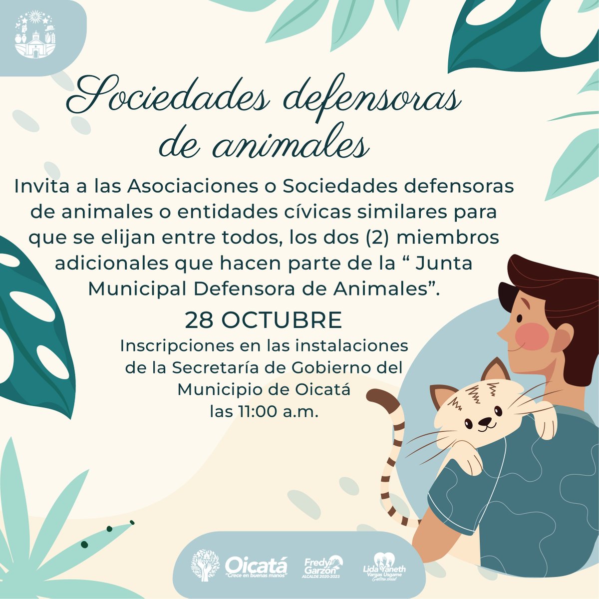 Se invita a la comunidad #Oicaténse en general, 
asociaciones o sociedades defensoras de animales