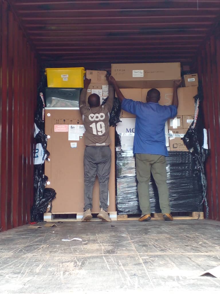 Arrived. ✅ Our next project with @Smiletrain - a new paediatric Operating Room at HYGOP in Yaounde, Cameroon. 🇨🇲 🔜 Next steps: 🚛 Transporting to the hospital. Installing the equipment & artwork.🩺 🙌 Open & providing access to safe surgery for children in Yaounde.