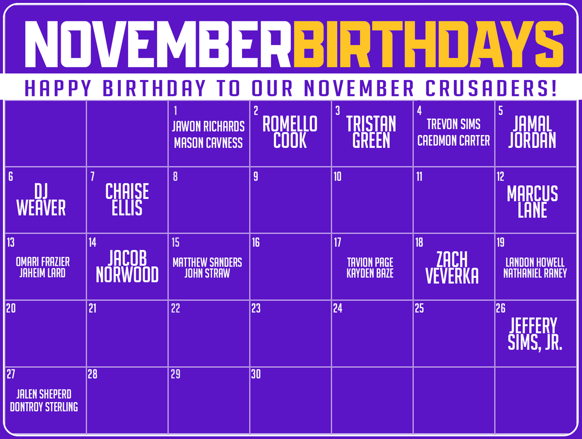 CruFootball's tweet photo. NOVEMBER BIRTHDAYS 🥳

#gocru | #stac22 https://t.co/XivTEwYUDD