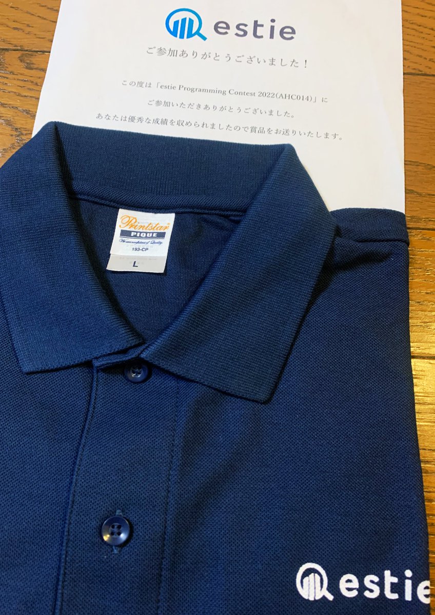 shr_id's tweet photo. 賞品のポロシャツを頂きました！ありがとうございます🙌 #estie #AHC014 https://t.co/EXgLJEp8yi