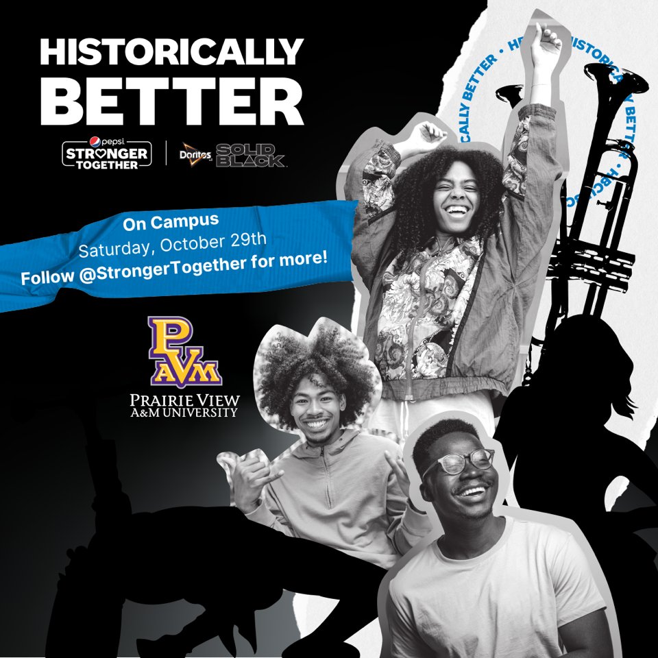 🗣 calling all students and alumni who are on campus this weekend! Help us kick-off @PepsiStronger's #HistoricallyBetter Tour by celebrating you, along with some surprise guests. Find us on the yard 🏈 🙌🏿 #PepsiStrongerTogether
