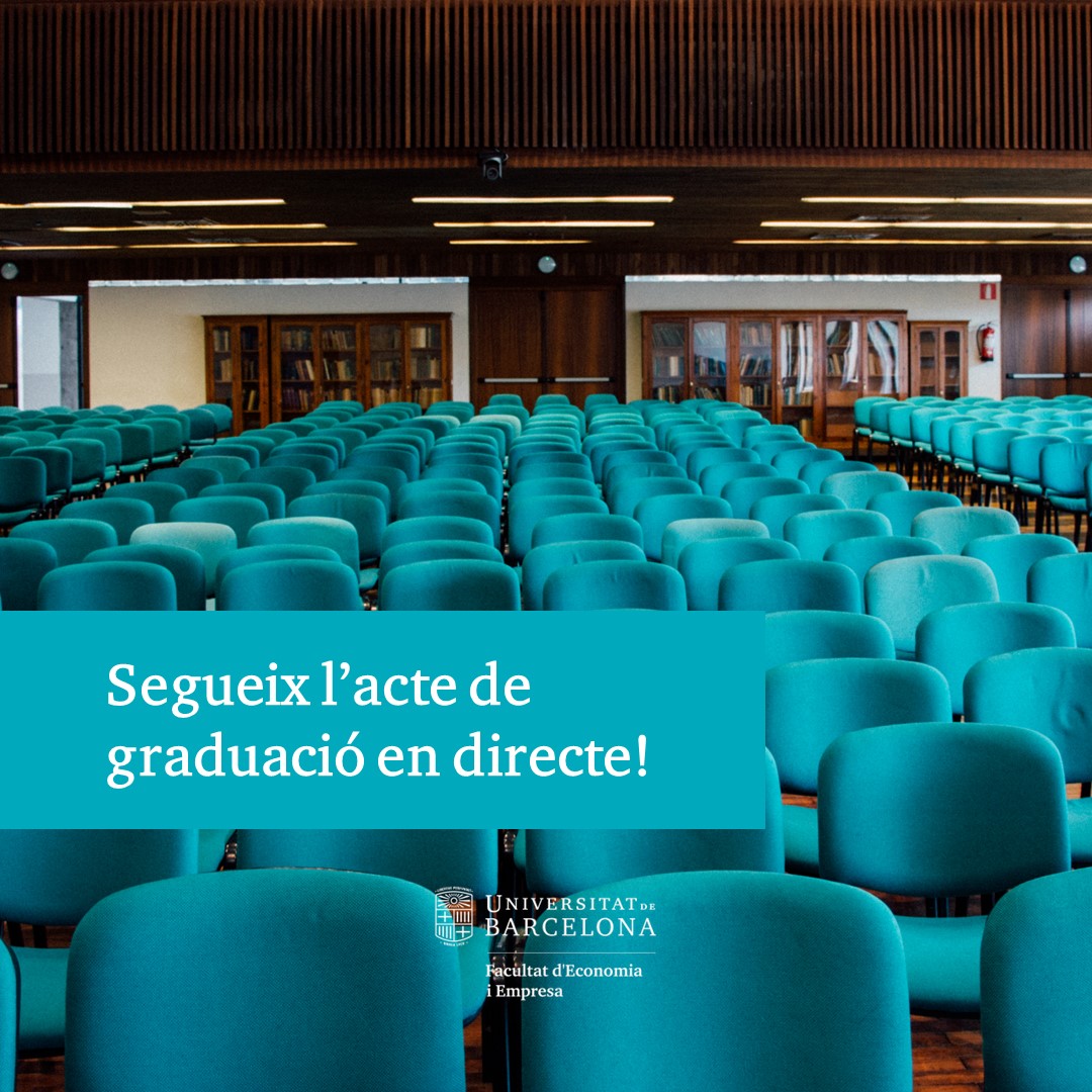 ubfacecoiempres's tweet photo. 🎓Viu en directe l'acte de les #GraduacionsFEE del grau d'Empresa Internacional i el Programa EUS!
⏳A partir de les 19:00, connecta't!
🔗Aula Magna, edifici 696: https://t.co/vSkpTSUwPV
#Empresa #EmpresaInternacional #ProgramaEUS https://t.co/xnLOIQbMIF