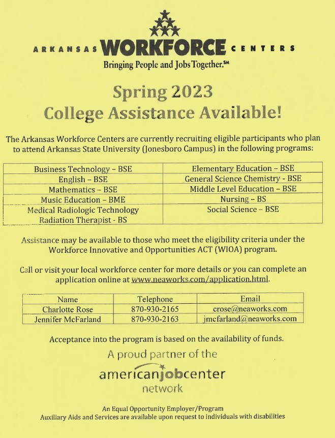 AStateFinAid's tweet image. Do you need tuition assistance? If you are in one of the programs listed, you may qualify for assistance through the Arkansas Workforce Centers.