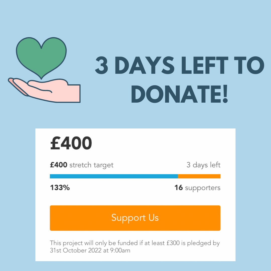 CROWDFUNDER SUCCESS!

We are pleased to say that we smashed that target and have raised £400. Thank you so much to anyone who shared or donated! 

There are 3 days to go! It’s not too late to donate! LINK IN BIO 💚