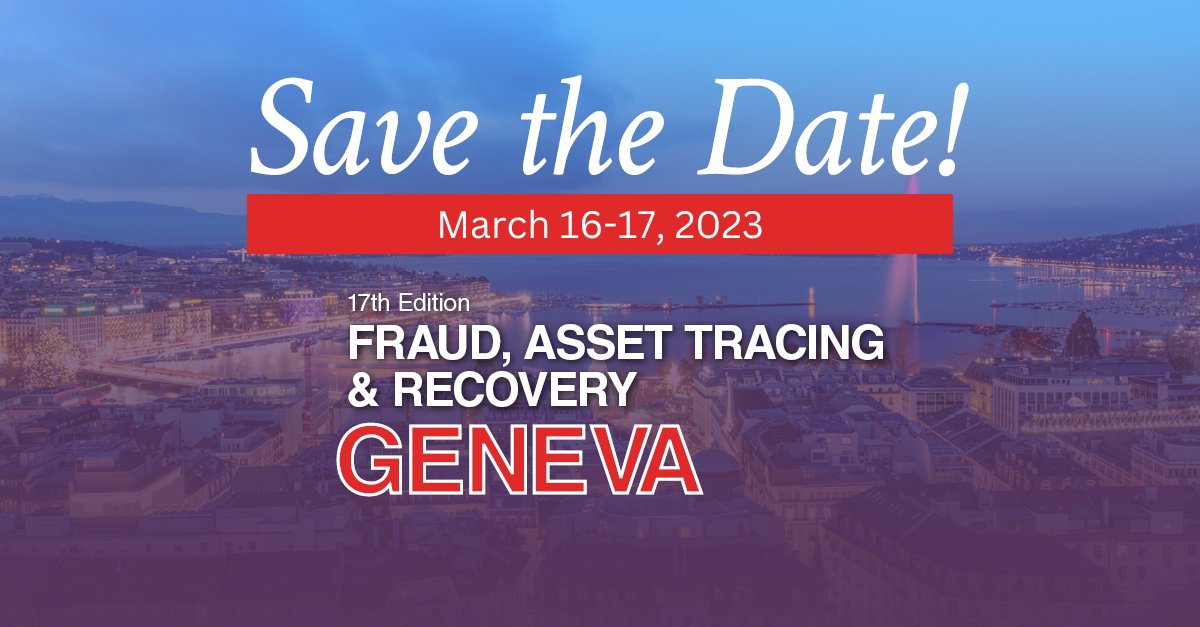 Mark your calendars!

Join C5 on March 16-17, 2023 for the 17th Edition Fraud, Asset Tracing &amp; Recovery Geneva.

Deemed as the foremost, can’t-miss event for the worldwide community! Learn more on our website: ow.ly/X4re50LlMUT

#C5 #C5Fraud