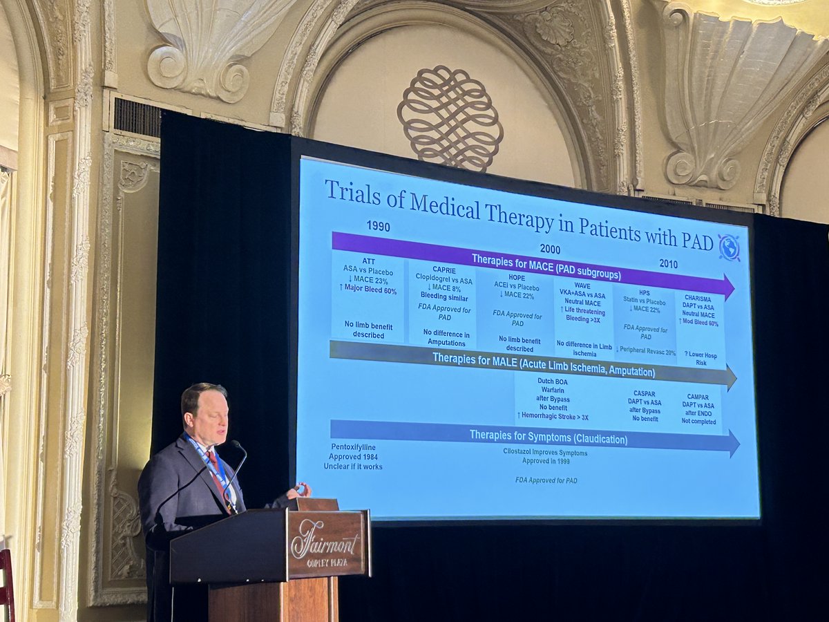 Prevention & Tx of #AcuteLimbIschemia @MarcBonaca @cpcresearch: Most💊 tested had prior experience in #Coronary Dx. Yet, plaque nature & pathophys of #ALI may be different. Many limb events are 2/2 artery to artery embolism. @NATFthrombosis @GerhardHerman #thrombosis @SVM_tweets