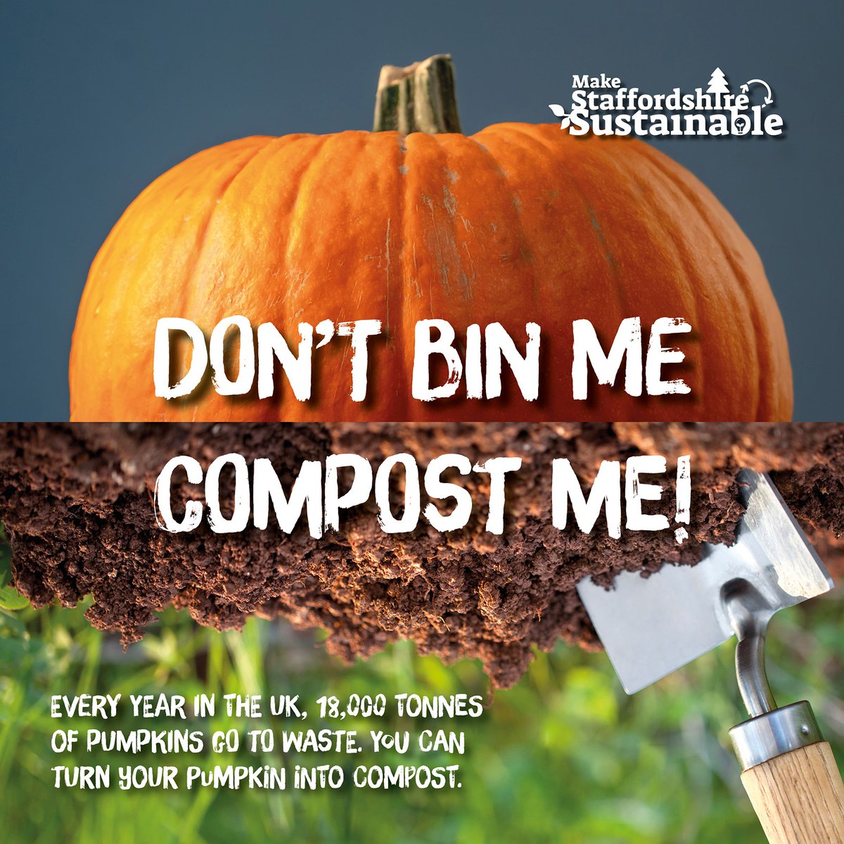 It's spooky season! 🦇

Did you know, every year in the UK, 18,000 tonnes of pumpkins go to waste? 🎃

Instead of throwing your pumpkin away, turn it into compost instead. 
Find out more: bit.ly/3Co3Xqs
