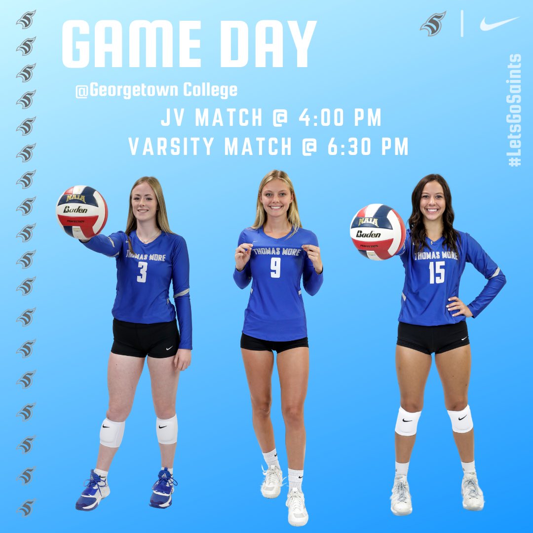 ThomasMore_WVB's tweet photo. The Saints are back in action tonight at Georgetown College!! 

JV @ 4pm 
Varsity @ 6:30 pm  
#TMUVB #LetsGoSaints https://t.co/ZfkwCLXmZI