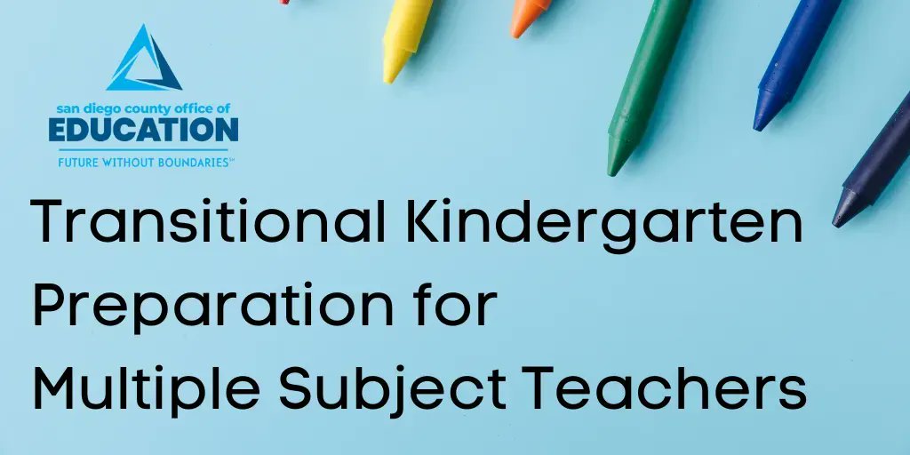 SDCOE is offering a program of 2-4 courses for multiple subject credentialed teachers only who will be assigned to teach transitional kindergarten. 
Register today for an info session! 
Nov. 3 sdcoe.k12oms.org/eventdetail.ph… 
#SDCOE <a href="/SanDiegoCOE/">San Diego County Office of Education</a>