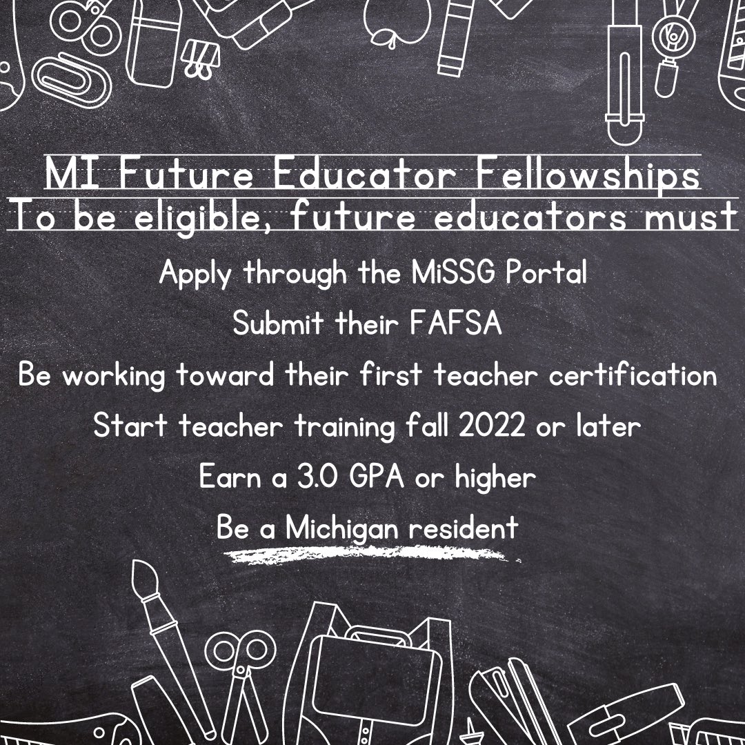 GovWhitmer's tweet photo. I am so excited to announce that applications for $10,000 scholarships for up to 2,500 future Michigan educators and $9,600 stipends for student teachers are available starting October 31st. https://t.co/Ymk6tDYp0D
