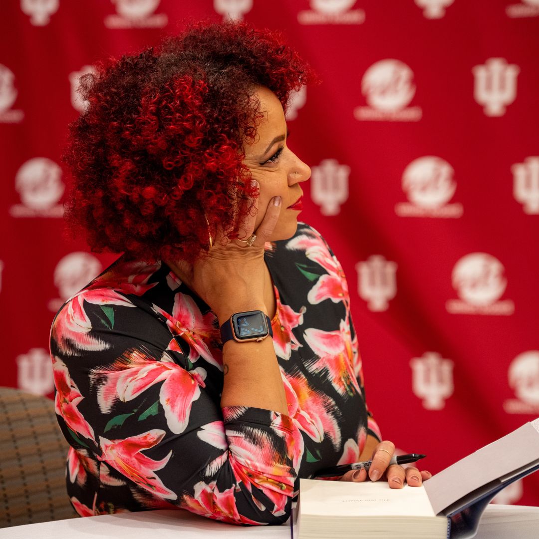 iuunionboard's tweet photo. Throwback to last week's Mervis Lecture featuring Nikole Hannah-Jones! Thanks to everyone who came to all of the events throughout the week! https://t.co/lwbSG3k32g