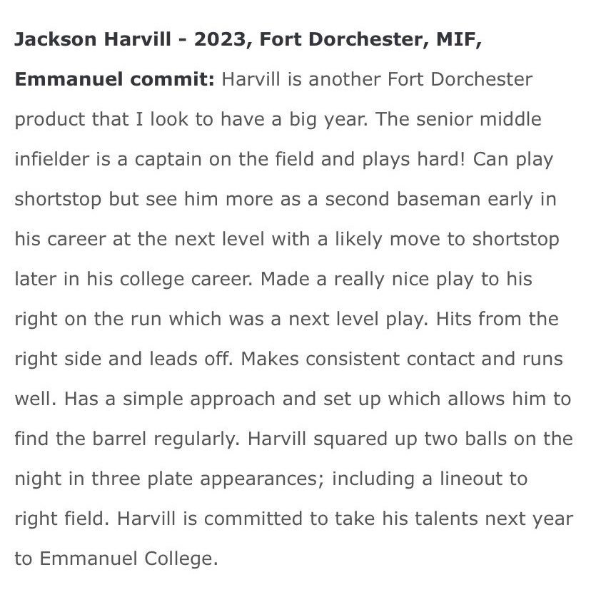 Thank you <a href="/diamondprospect/">Diamond Prospects</a> for another great write up! <a href="/FortDBaseball/">Fort Dorchester Baseball</a>
