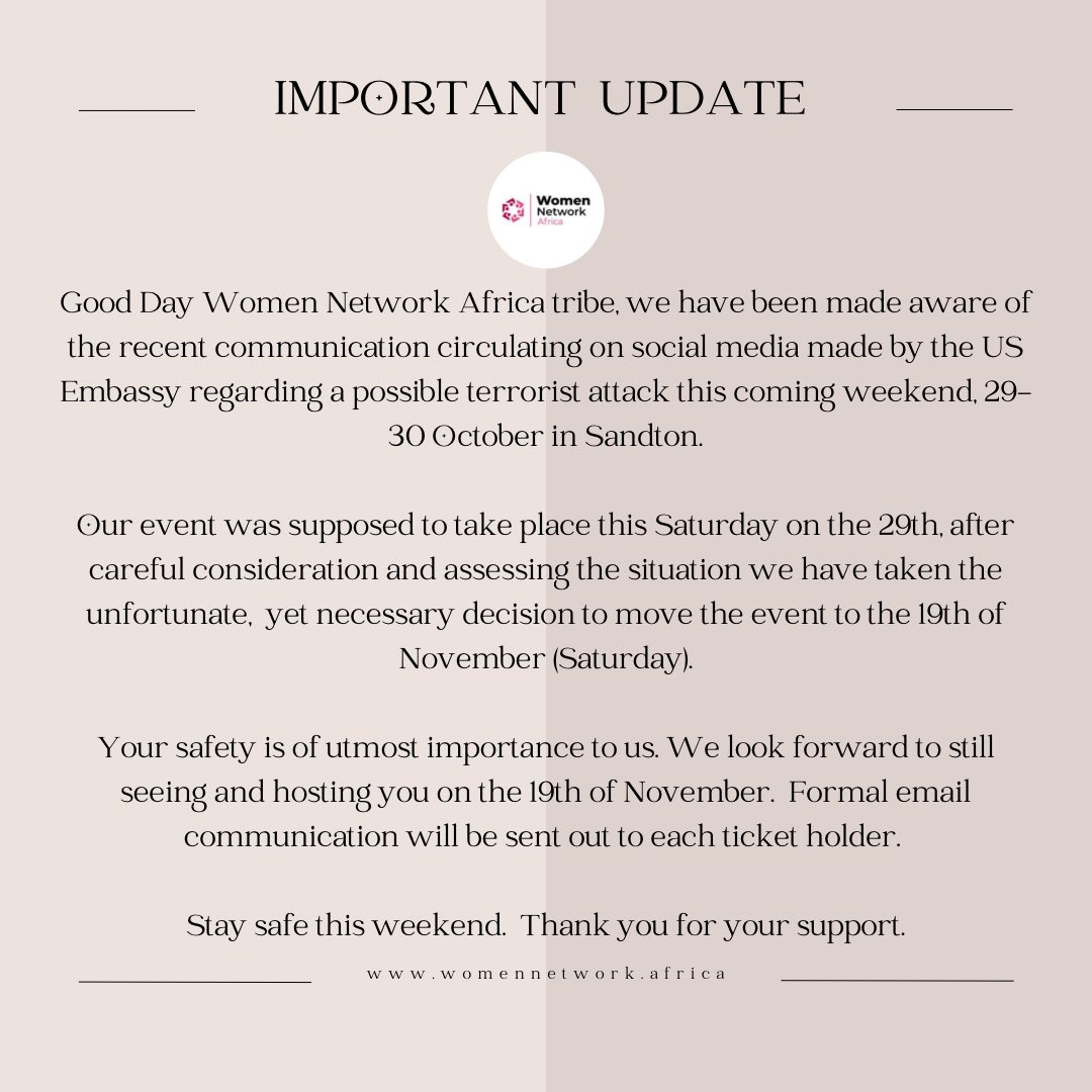 Important Announcement regarding our Career Experience event. 🙏🏽💗