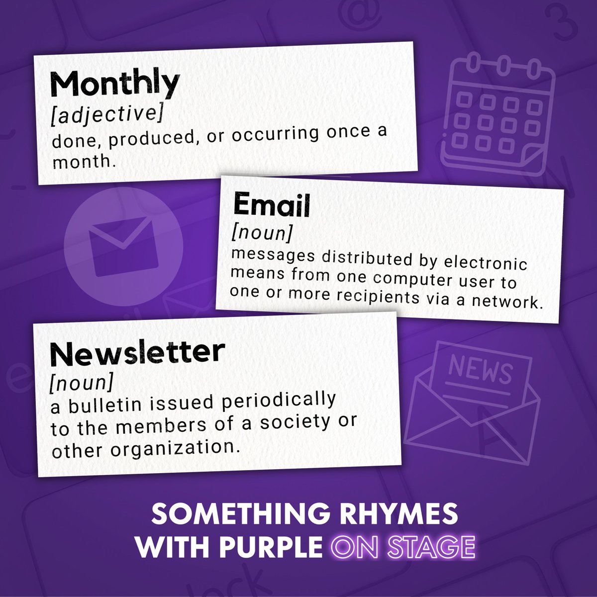 Do you want the inside scoop of what's going on in the world of Something Rhymes with Purple before anyone else? 👀 Sign up to our monthly newsletter for the latest live show news, theme announcements, podcast updates and more!📧 Head to SomethingRhymeswithPurple.com to sign up! 💜