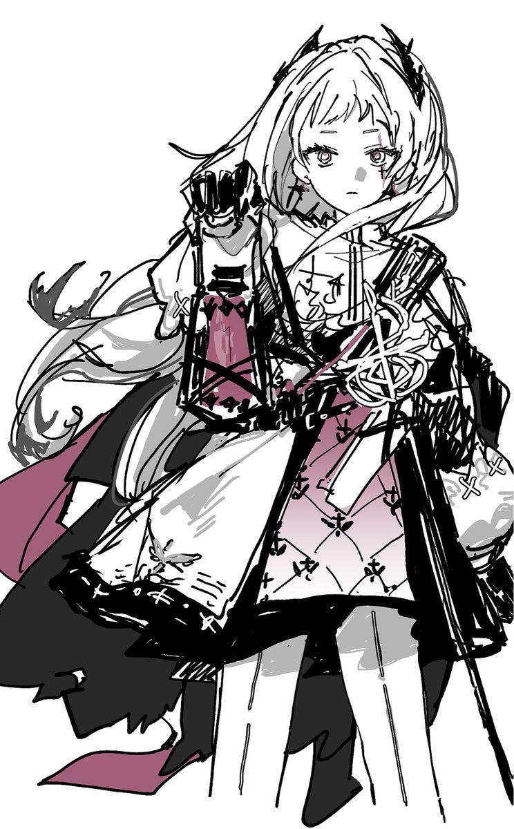 irene (arknights) 1girl solo holding holding lantern white background long hair simple background  illustration images