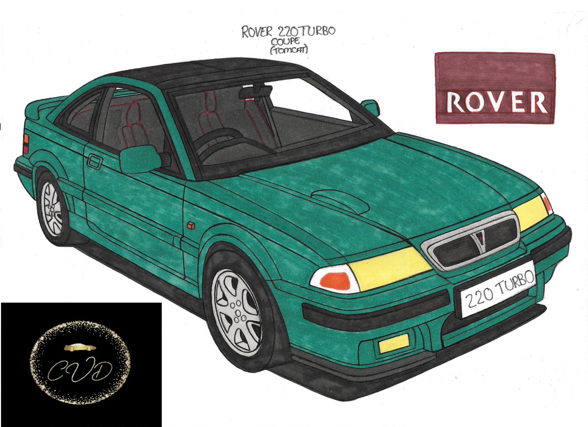 CustomCvd's tweet photo. Hi all, the second of today's drawings in my all new series Mainstream Coupes 1953-2003, is a real handful. #rovercarsuk #rovertomcat #rovercoupe #rover220turbo #rover220turbocoupe #roveruk https://t.co/HFun3o1jj8