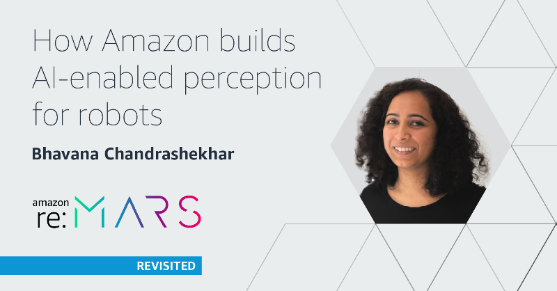 AmazonScience's tweet photo. In her @AmazonreMARS presentation, Amazon Robotics AI software development manager Bhavana Chandrashekhar focused on how Amazon builds intelligent robots—namely Robin, the artificial intelligence-enabled robot that is deployed in some fulfillment centers. #reMARS #Robotics