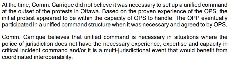 Carrique didn’t think the OPS needed integrated command at the start of the protests, and that it could handle it alone. That obviously changed.