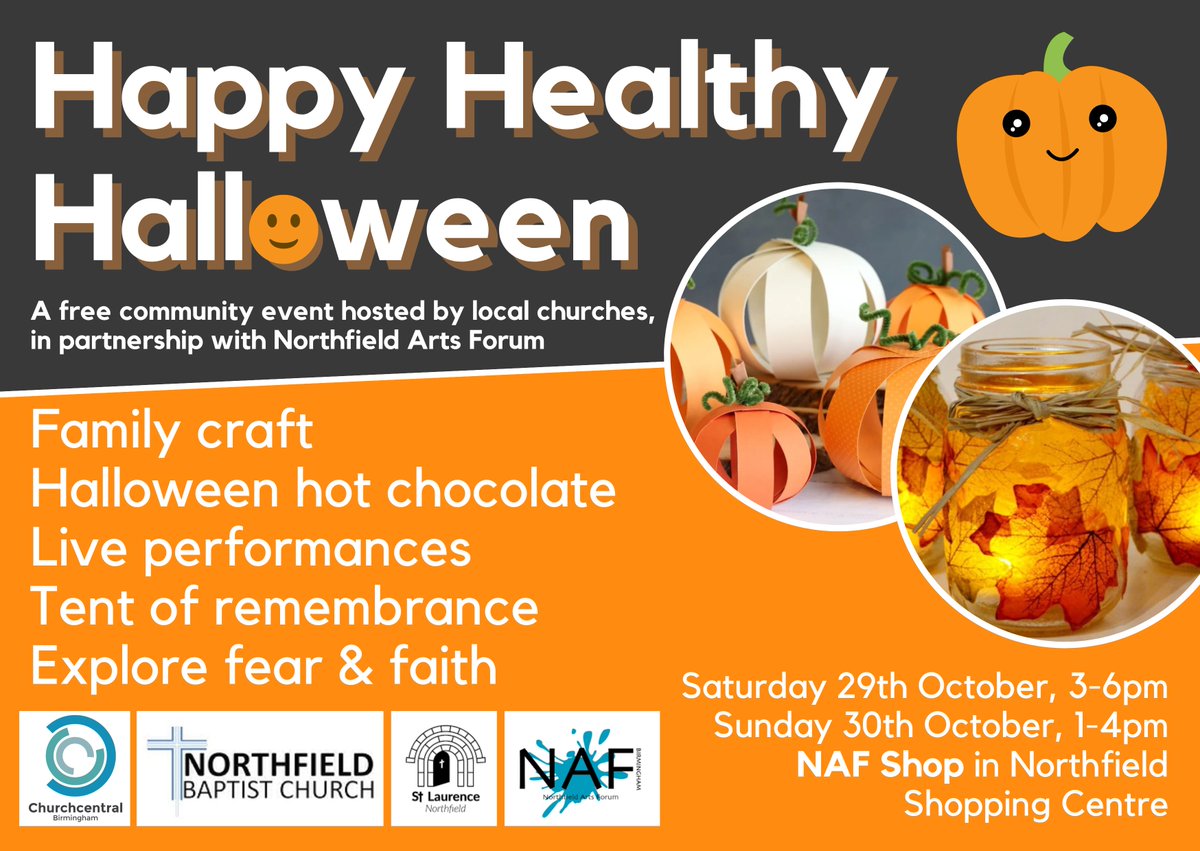 BevNnns's tweet photo. Head down to @NorthfieldArts1 this weekend for #familyfun &amp; #Halloweenactivities for the whole family &amp; bring your friends too! Everyone welcome! 
Happy Halloween ☠️
🎃🐈‍⬛👻
#communityevent
#communityspace 
@NorthfieldPship https://t.co/MJYVnf03kw
