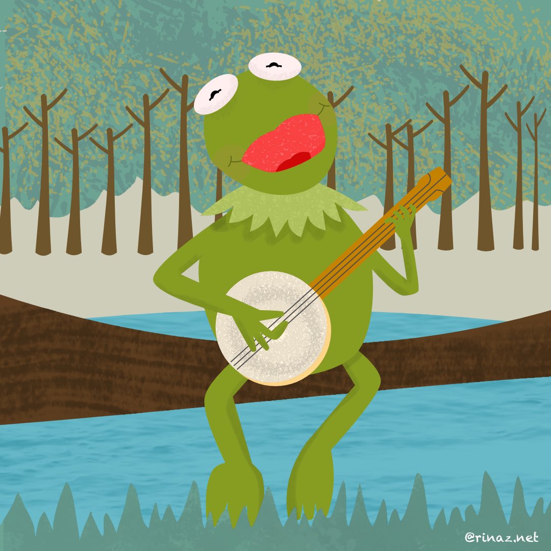 rinaz's tweet photo. Day 27 of #affinitober with the theme #green. And who else to represent but Kermit who sings it’s not easy being green 😛

#affinitydesigner #ipad #illustration https://t.co/Ehj6zvreOb