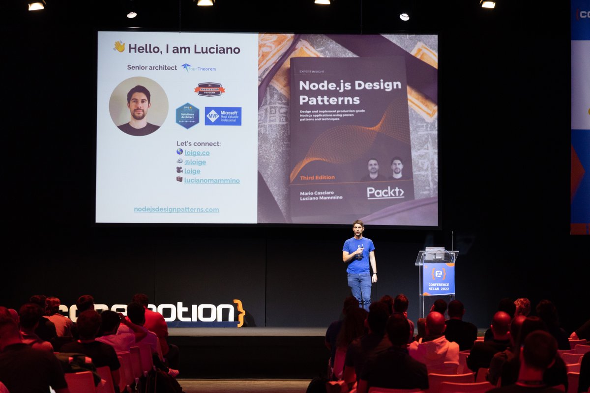I got this fantastic picture from my recent talk at #CodemotionMilan2022 and now I am really happy 🤩

PS: I have some work to do on my belly fat 😅

PPS: if you are curious about what was I talking about, here are my slides fth.link/cm22