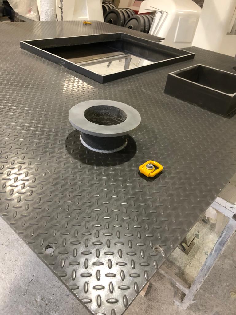 HarviglassFibre's tweet photo. Here at Harviglass Fibre as well as manufacturing GRP mouldings we also have the ability to fabricate. Utilising our Diamond plate mould we fabricated a set of 3 pit covers for a waste water site. #GRP #diamondplate #fabrication https://t.co/DscL3d3Aff