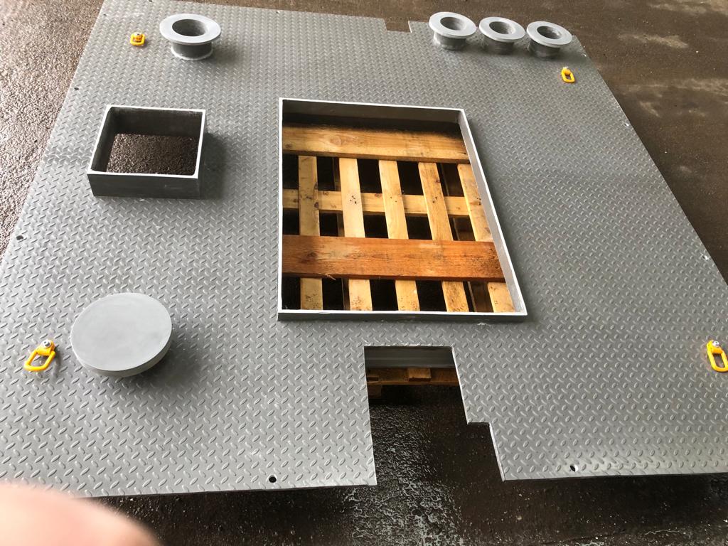 HarviglassFibre's tweet photo. Here at Harviglass Fibre as well as manufacturing GRP mouldings we also have the ability to fabricate. Utilising our Diamond plate mould we fabricated a set of 3 pit covers for a waste water site. #GRP #diamondplate #fabrication https://t.co/DscL3d3Aff