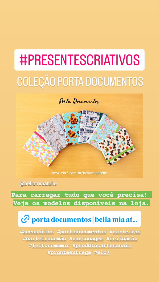 BellaMiaAtelie's tweet photo. #PRESENTESCRIATIVOS ✨
PORTA DOCUMENTOS 💳❤️
Leve tudo o que você precisa!
Veja os modelos disponíveis na loja: https://t.co/nVSpFGGgWN #portadocumentos
▫️ Envios para todo o Brasil 🇧🇷▫️ Parcelas em até 12 x sem juros
▫️ Frete Grátis nos pedidos acima de R$200,00 https://t.co/KgYhBB7STX