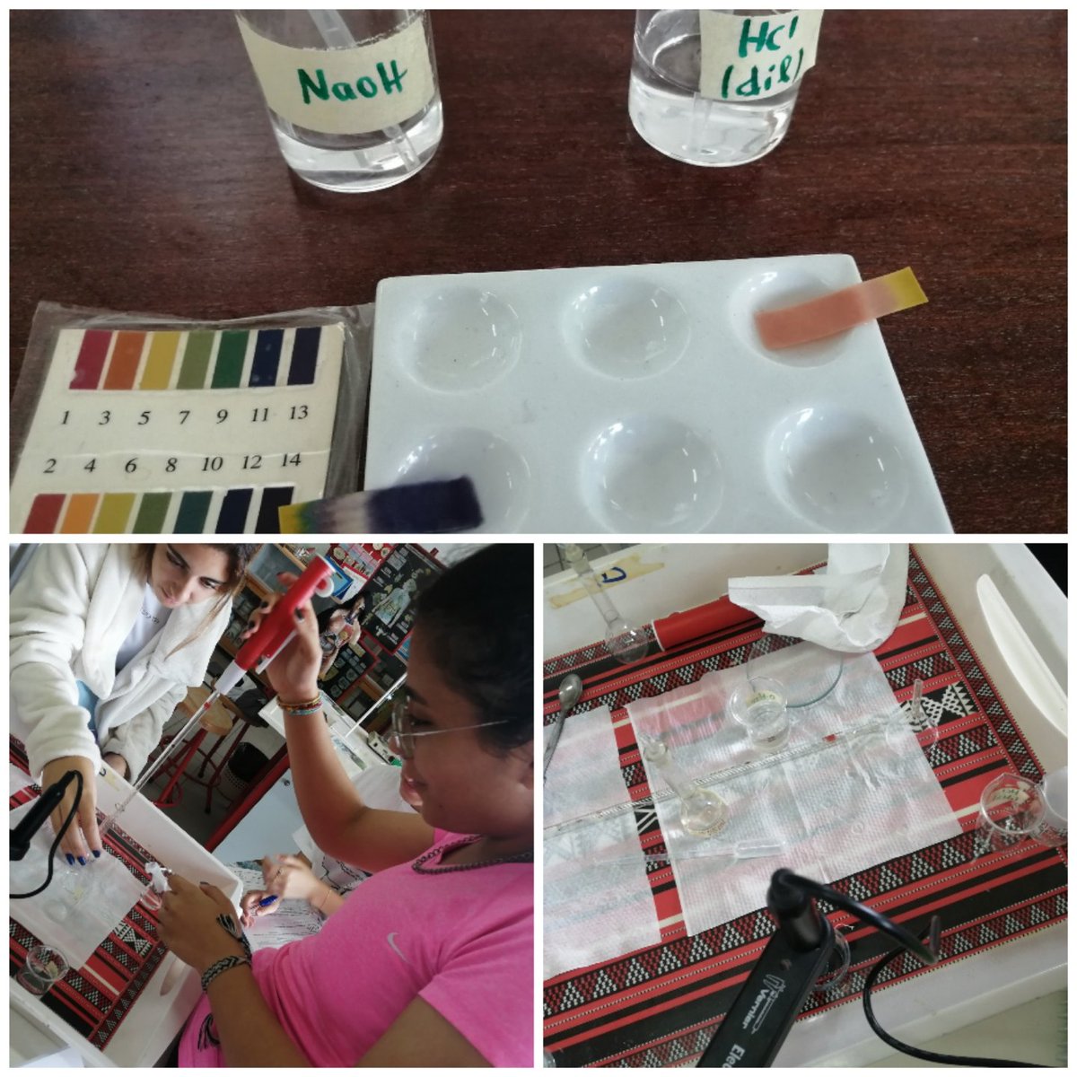 SarwaAlakkad's tweet photo. Comment peut-on vérifier la nature acide, basique, ou neutre d'une solution donnée?Les apprenants de la classe de #termfr23 durant leur séance de TP #exao ont proposé un mode opératoire&amp;réalisé ses différentes étapes afin de répondre à cette problématique @Hhhsinfo https://t.co/sMZCrRW6hm