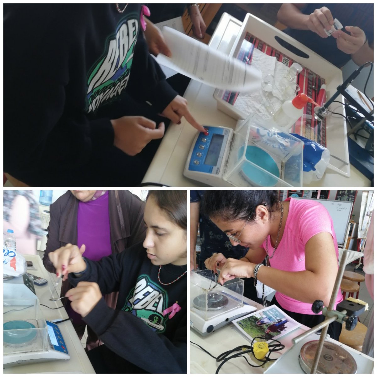 SarwaAlakkad's tweet photo. Comment peut-on vérifier la nature acide, basique, ou neutre d'une solution donnée?Les apprenants de la classe de #termfr23 durant leur séance de TP #exao ont proposé un mode opératoire&amp;réalisé ses différentes étapes afin de répondre à cette problématique @Hhhsinfo https://t.co/sMZCrRW6hm