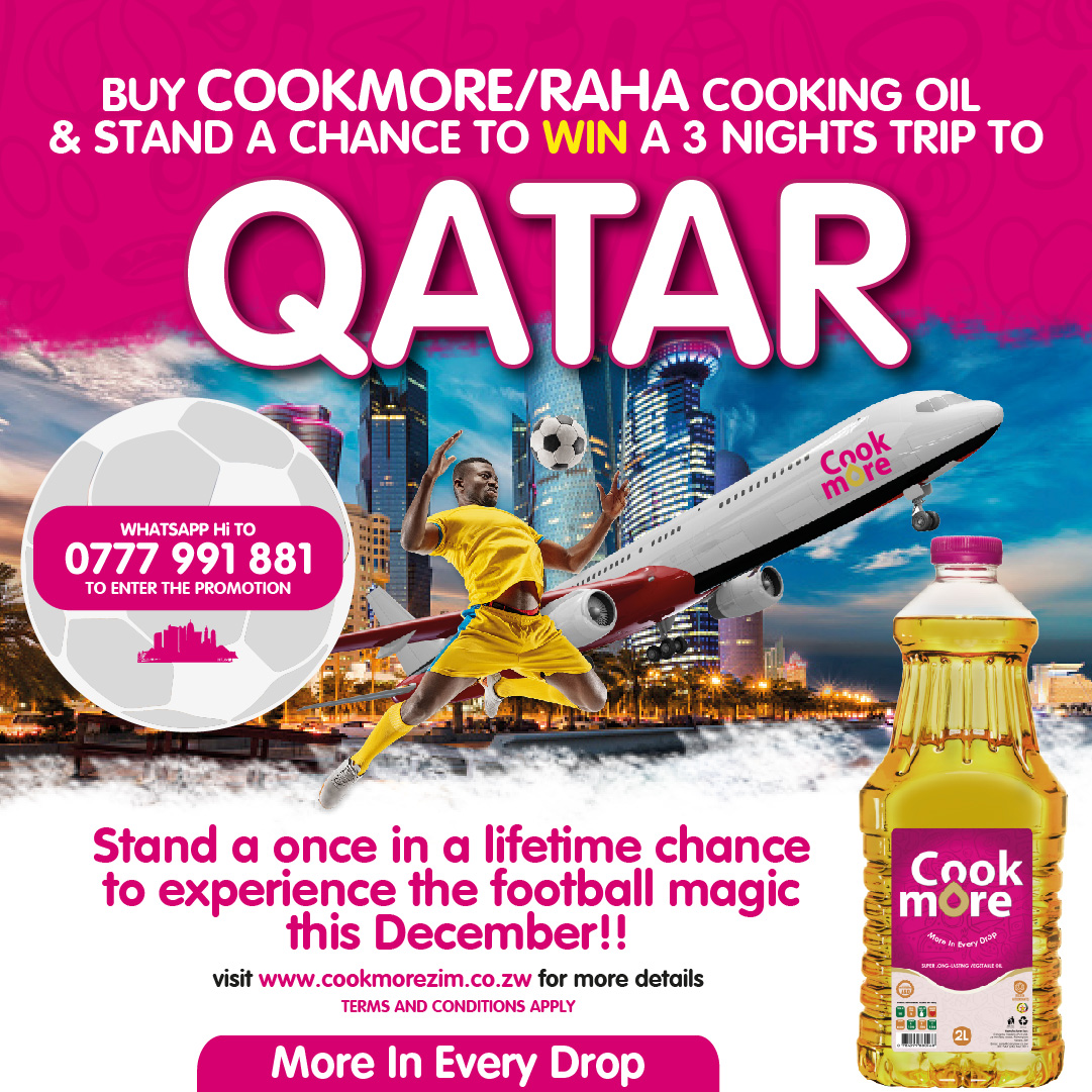 263Chat's tweet image. Stand a chance to win a trip a to Qatar with Cookmore and Raha cooking oils! We also have great weekly prizes of 8 massive 65-inch LG TVs &amp;amp; ZWL$10 million worth of cash bonus prizes. 

WhatsApp Hi to 0777 991 881 to enter.

Visit cookmorezim.co.zw for more.

#Cookmore